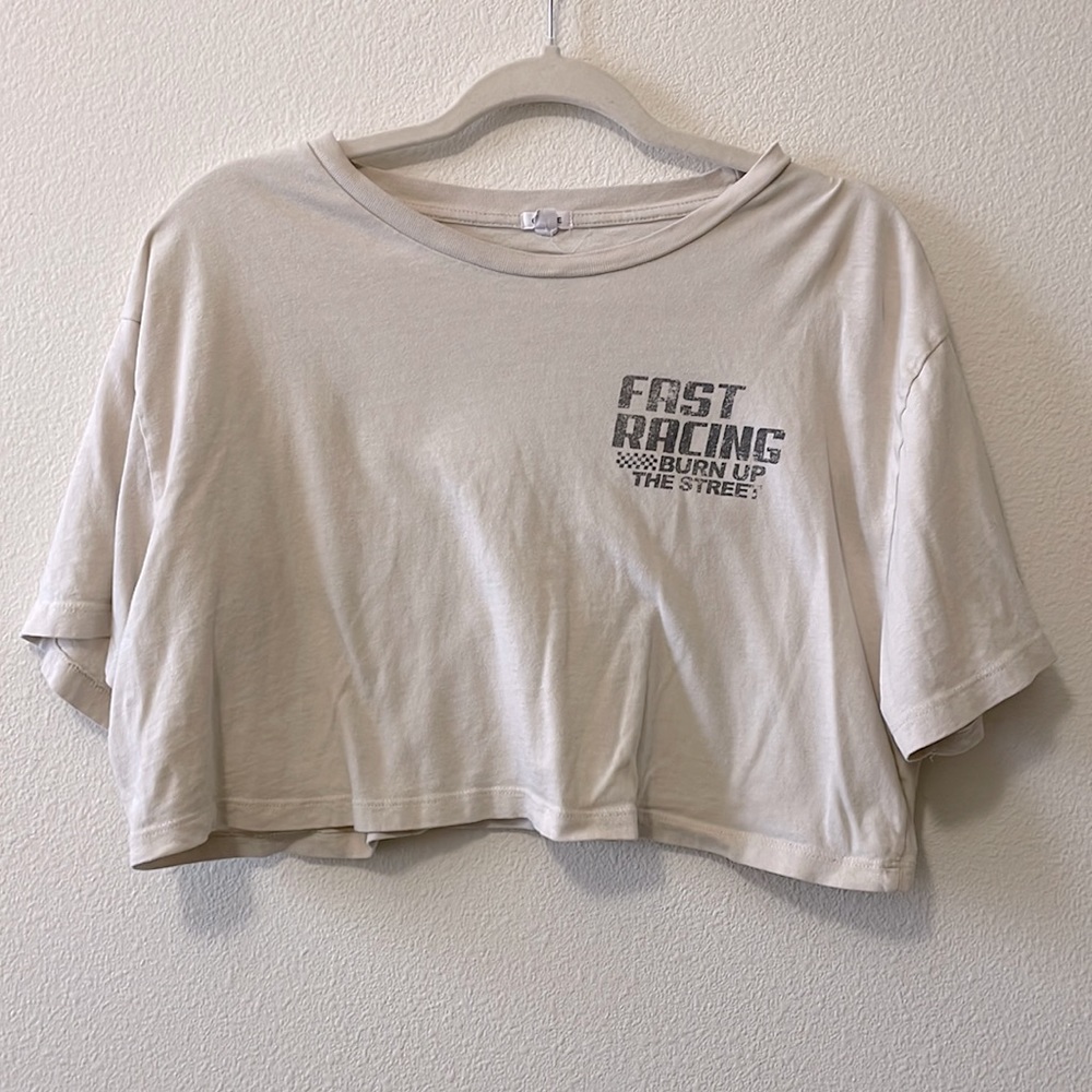 Graphic crop top, L, Garage, Beige